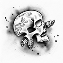 Skull with Car Pistons tattoo design idea
