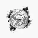 world, fire, water tattoo design idea