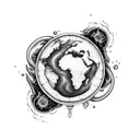 world, fire, water tattoo design idea