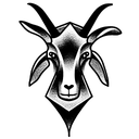 front-facing goat head line tattoo design idea