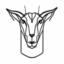 front-facing goat head line tattoo design idea