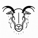 front-facing goat head line tattoo design idea