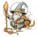 cat wizard, gandalf, lord of the rings, detailed, fantasy, cute, adorable, Pixar, Disney, 8k tattoo design idea