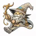 cat wizard, gandalf, lord of the rings, detailed, fantasy, cute, adorable, Pixar, Disney, 8k tattoo design idea