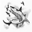 Shark with a Kimono tattoo design idea