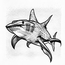 Shark with a Kimono tattoo design idea