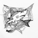 Shark with a Kimono tattoo design idea