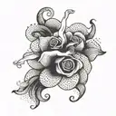 A flamenco dancer that when looked upside down looks like a rose tattoo design idea