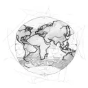 map of the world, grape vines tattoo design idea