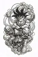 Goku on knee holding world over head tattoo design idea