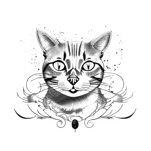 cat made out of broken glass with smoke around tattoo design idea