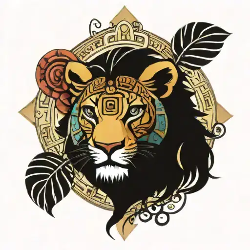 Mayan calendar with simba in it  tattoo design idea