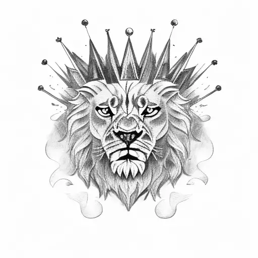 roaring lion with crown tattoo
