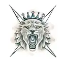 Roaring Lion with Crown tattoo design idea