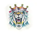 Roaring Lion with Crown tattoo design idea
