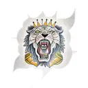 Roaring Lion with Crown tattoo design idea
