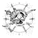 A unique sagittarius tattoo with the planet jupiter  tattoo design idea