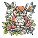 owl pomegranate spear torch olive tree butterflies tattoo design idea