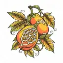 mango with grenade top tattoo design idea
