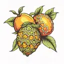 mango with grenade top tattoo design idea