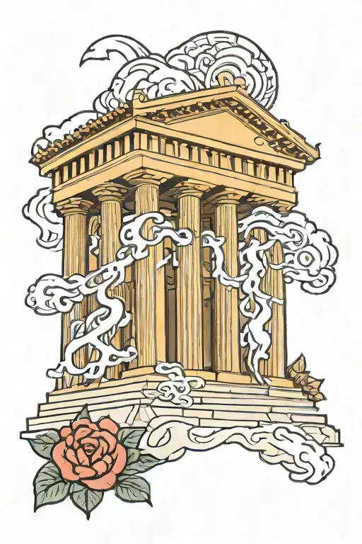 Greek Parthenon symbolizing strength tattoo design idea