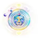 Zodiac constellation of Leo surrounded by celestial elements tattoo design idea