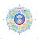 Zodiac constellation of Leo surrounded by celestial elements tattoo design idea