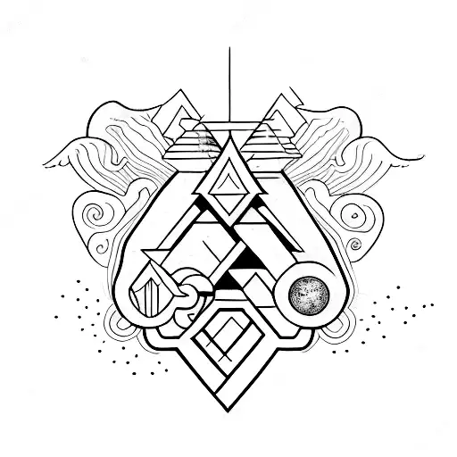 The design should convey the idea of a dream merging with reality, with a mix of surreal and earthly elements to represe tattoo design idea