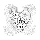 heart with the names Caleb and Alex on it  tattoo design idea