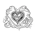 heart with the names Caleb and Alex on it  tattoo design idea