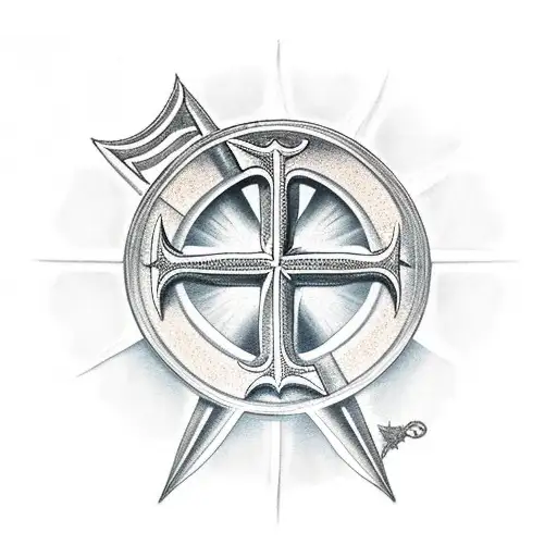 Christian Cross combine with Neptune's Trident tattoo design idea