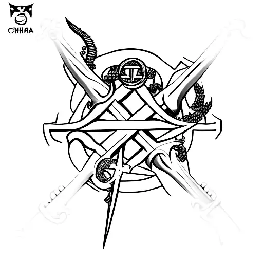 Christian Cross combine with Neptune's Trident tattoo design idea