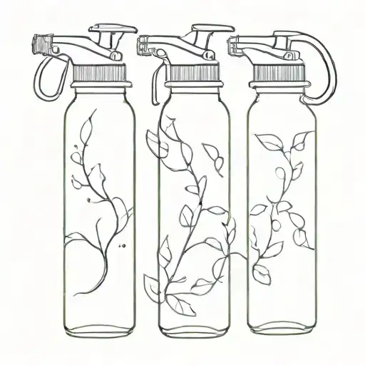 three matching water bottles  tattoo design idea