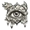 tear drops of an eye over clouds floating tattoo design idea