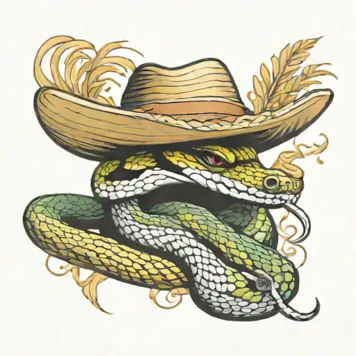 snake and straw hat  tattoo design idea
