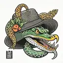snake and straw hat  tattoo design idea