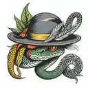 snake and straw hat  tattoo design idea
