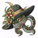 snake and straw hat  tattoo design idea