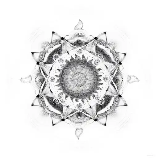 Spiritual mandala with dream plan do mantra tattoo design idea