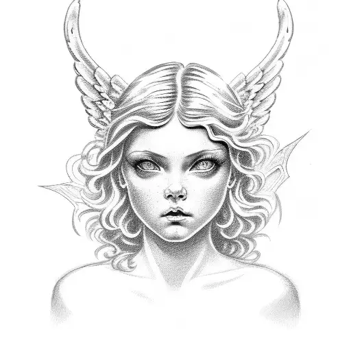 cupid angel face tattoo design idea