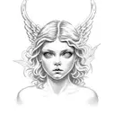 cupid angel face tattoo design idea