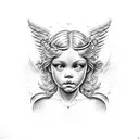 cupid angel face tattoo design idea