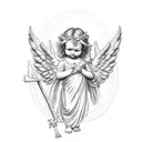 cupid angel face tattoo design idea