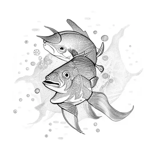 A mesmerizing underwater scene with swimming fish and chakras floating above, symbolizing the connection between the ocean and the soul tattoo design idea