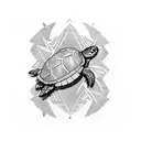 A blackwork tattoo of a turtle with a tribal American cheraw Indian design on its shell tattoo design idea