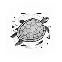A blackwork tattoo of a turtle with a tribal American cheraw Indian design on its shell tattoo design idea