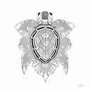 A blackwork tattoo of a turtle with a tribal American cheraw Indian design on its shell tattoo design idea