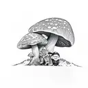 mushroom, gnome, bigfoot tattoo design idea