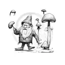 mushroom, gnome, bigfoot tattoo design idea