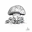 mushroom, gnome, bigfoot tattoo design idea